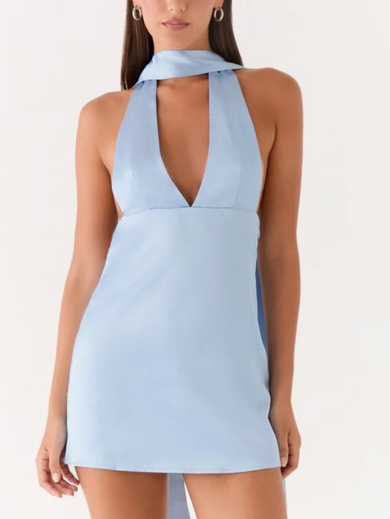 Peppermayo Dresses & Skirts - NWT Peppermayo Alicia Satin Halter Mini Dress Size 4